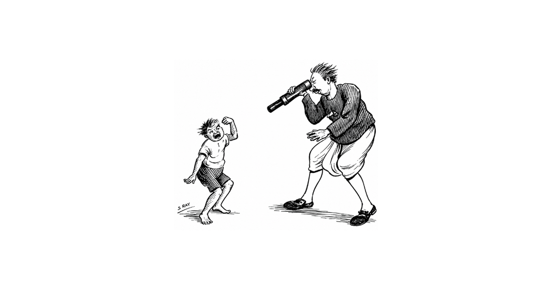 Sukumar Ray's original drawing for Bigyan Shiksha from Abol Tabol