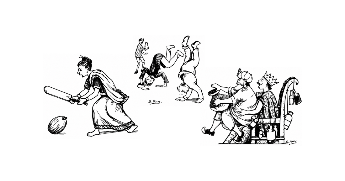 Sukumar Ray's original drawing for Bombagarher Raja from Abol Tabol
