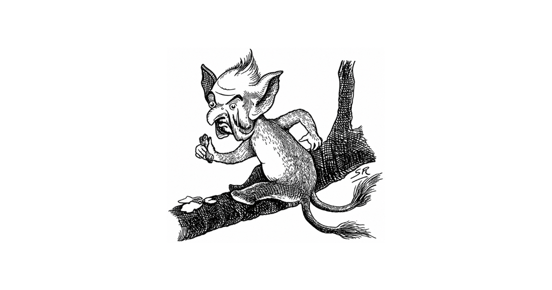 Sukumar Ray's original drawing for Hukomukho Hyangla from Abol Tabol