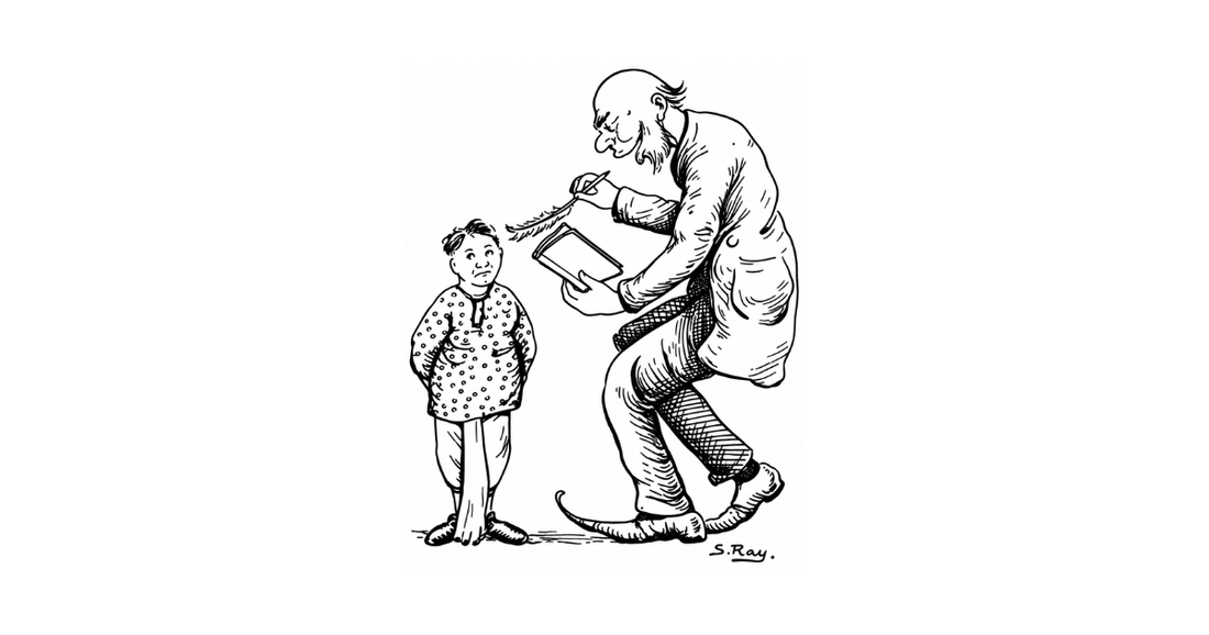 Sukumar Ray's original drawing for Katukutu Buro from Abol Tabol